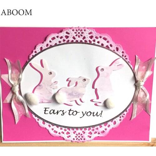 ABOOM 3PCS/Lot Cartoon Cute Rabbit Metal Cutting Dies DIY Scrapbooking Embossing Paper Cards Die Cuts Craft Decorative Template