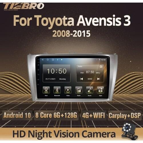 Car Radio For Toyota Avensis 3 2008-2015 Tiebro 2DIN Android10.0 Stereo Receiver Car Stereo Auto Radio DSP Player GPS Navigation