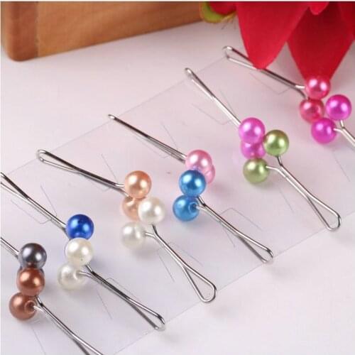 12pcs Multicolor Headscarf Pearl Pin Shawl Scarf Muslim Haijab Clips Fixed Straps Anti Slip Brooches Fashion Jewelry Accessories
