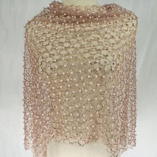 Champagne gold gilding drilling hot point bead gauze cloth fabric fashion sequins Dress Dress Costume