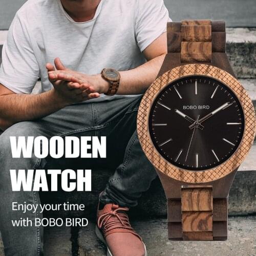 Relogio masculino Zebra Wooden Male Quartz Wristwatch BOBO BIRD Top Brand Luxury Gift Paper Box Personalize Dropshipping OEM