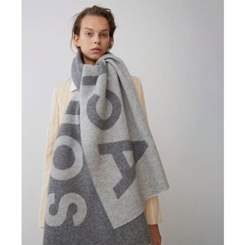 Designer luxury brand Women Winter Scarf letter Cotton Large Shawl cashmere wraps gray color hijab scarf Pashmina Female Echarpe