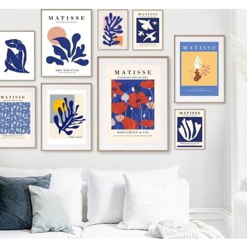 Home Decor Wall Art Printed Painting Matisse Leaf Flower Pictures Canvas Modular Coral Body Nordic Poster No Frame For Corridor