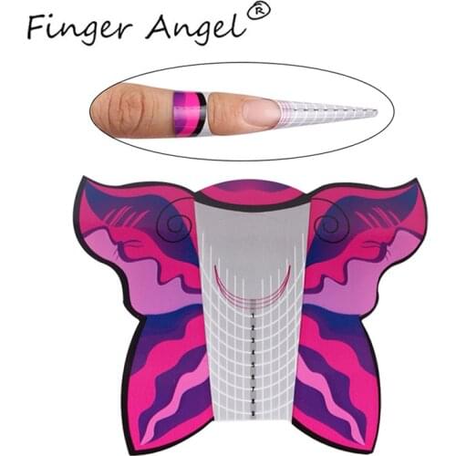 Finger Angel 50/100/500PCS Nail Forms Nails Tips Butterfly Design Nail Art Gel UV Extension French DIY Manicure Tool W009