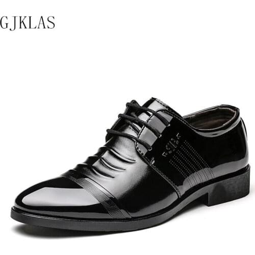 Brown Black Dress Men Shoes Leather Patent Business Wedding Shoes Men Cheap Oxford Shoes for Men Classic Comfy Italy Office Shoe