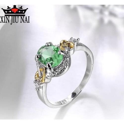 Classical Brand New Luxury green Crystal Stone Gold Color Cross Heart Ring Jewelry Cubic Zirconia Rings For Women Vintage Anel