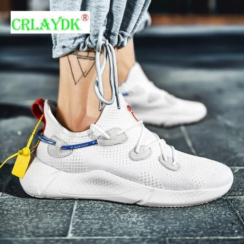 CRLAYDK 2021 Fashion Men Sneakers Mesh Breathable Sports Running Shoes Outdoor Casual Slip On Tennis Walking Trainers Mocassin