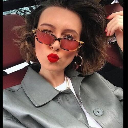 2021 Women PC UV400 Glasses Narrow Cat Eye Small Cateye Sunglasses