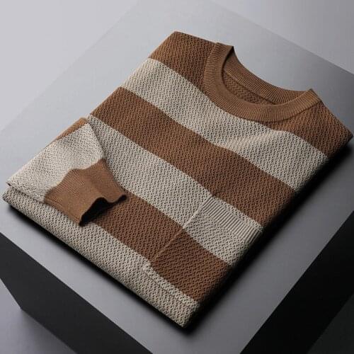 Classic Autumn And Winter Male Sweaters Luxury Round Collar Business Casual Contrast Color Mens Sweaters Fit Man Sweaters