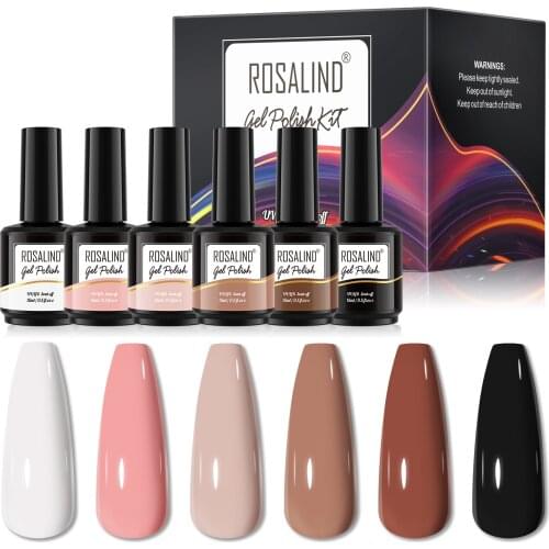 Rosalind Manicure Set Gel Nail Polish Kits 6 Colors 15ml Soak Off UV LED Gel Varnish Semi Permanent Nail Art All For Manicure