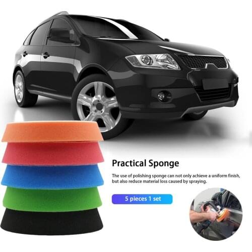 5pcs 6 inch Polishing Sponge Pad Kit For Car Polisher Drill Adapter Car Beauty Polishing Tool