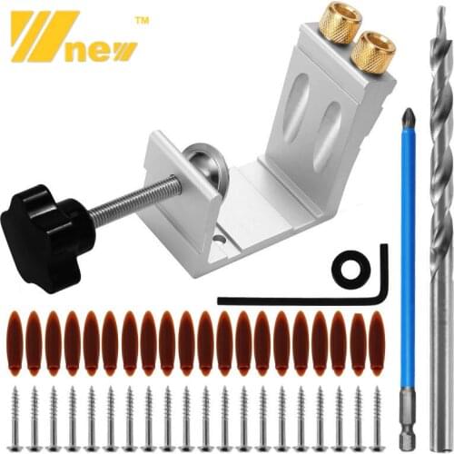 Woodworking 15 Degree Oblique Pocket Hole Jig Manual Locking Fixture Hole Locator Drill Guide Set Adjustable Hole Puncher Tools