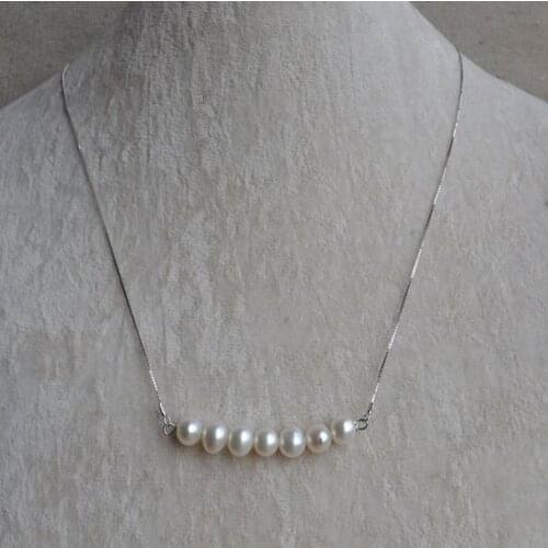 New Arrival Wedding Pearl Necklace White Round Real Freshwater Pearl Silvers Chain Necklace Handmade Choker Women Jewelry