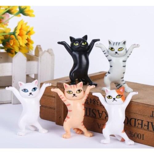Enchanting Cat Pen Holder Black Cat Carrying Coffin Bracket Cute Handmade Home Decor Cat Statue Toy For Doll House Accessories