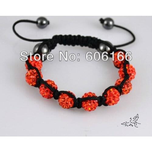 Orange Bracelets High Quality 9 Balls 10mm CZ Crystal Rhinestone Beads Fashion Jewelry