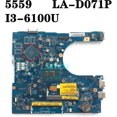 LA-D071P For Dell inspiron 5559 5459 5759 Laptop Motherboard I3-6100U DDR3L CN-088XGN 88XGN mainboard 100%tested