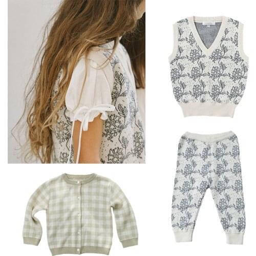 Fall Clothes for Toddler Girls BENE Brand Knit Sweater Vest Kids Cardigan Baby Boys Pants Children Clothing New Winter Outfit