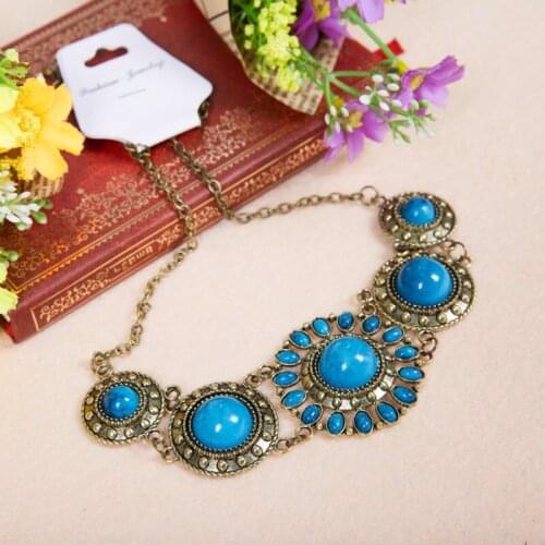 Belly dance blue tribal necklace belly dancing necklace headband for decoration indian dance accessories