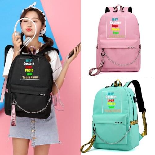 Personalized customization Waterproof Backpack Casual Rucksack Cute USB Charging Bag Custom Logo Printed Customized Text Photo
