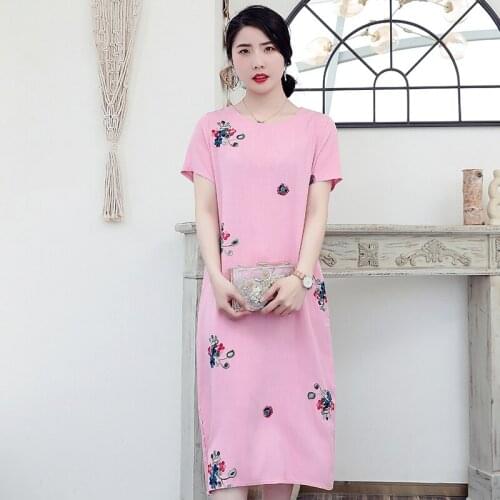 New Fashion Summer Women Elegant Print Long Dress Ladies Straight O-neck Loose Party Dress Large Size Female Vestidos Clothing