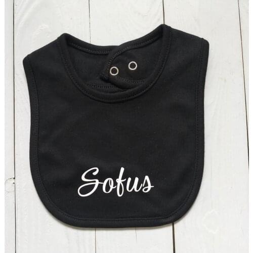 Personalized Name Drooling Towel Newborn Baby Feeding Smock Black Color Baby Bibs Custom Baby Eating Accessory Baby Stuff Bibs