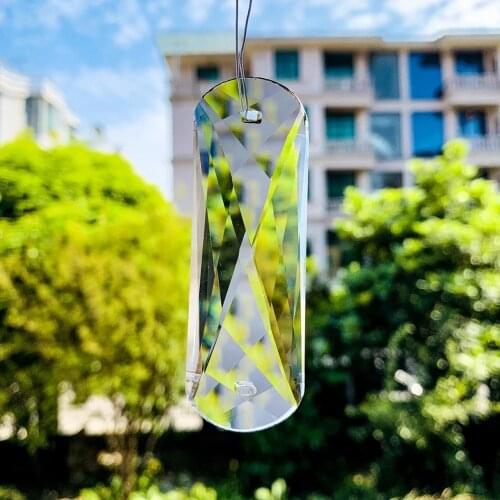 3.0in Faceted Rectangle Crystal Glass Spacer Lamp Prism Part Chandelier Making 76mm Suncatcher 2Holes Spacer Connector