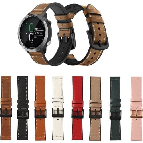 Leather Watch Band Strap for Garmin Forerunner 245 245M 645 645M Smart Watch Wristband for Vivoactive 3 trainer music venu strap