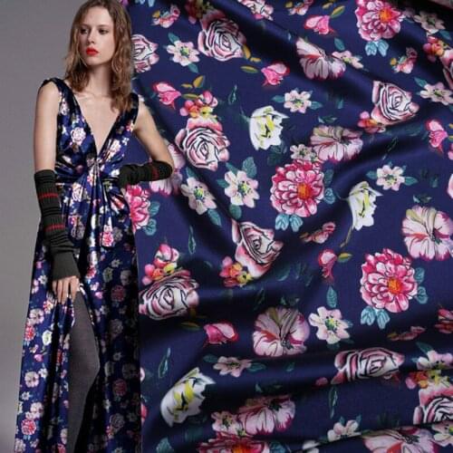 Silk Stretch Satin Digital Printing Mulberry Fabric Soft Slippery Clothing Cheongsam Skirt Sewing Material by the Mater Textile