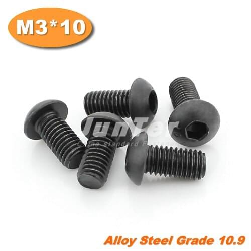 1000pcs/lot ISO7380 M3*10 Grade10.9 Alloy Steel Hexagon Socket Button Head Screws