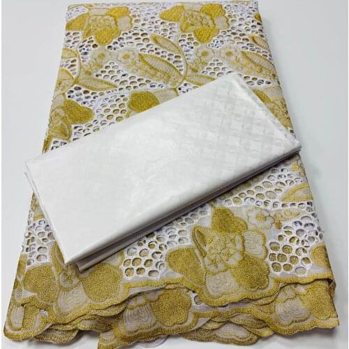 Swiss lace fabric 2.5yards +2.5yards bazin riche fabric african french cotton embroidery lace dubai style for party
