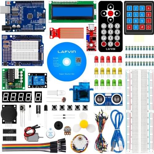 LAFVIN Super Starter Kit Learning Kits for Arduino UNO R3 - Uno R3 Board / Stepper Motor / SG90 Servo / 1602 LCD / jumper Wire