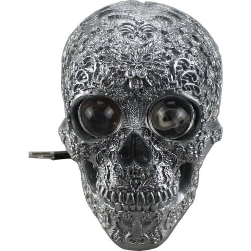 Universal Skull LED Headlight Head Light Custom HeadLamp For Harley Honda Suzuki Kawasaki Yamaha Cafe Racer Old School Bobber