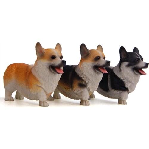 Welsh Corgi Dog Model Action Figure Corgi Simulation Animal Figurine Collection Miniatures Kids Toys for Children Gifts