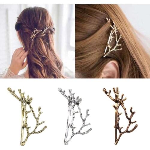 1Pcs Tree Branches Hairpins Fashion Metal Antler Hair Clips for Women Girls Golden Silvery Alloy Barrettes Hair Accessories
