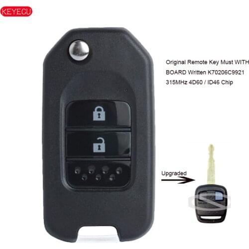 KEYECU Replacement Flip Upgraded Remote Key fob 2 Button 315MHZ 4D60 / ID46 Chip for N*issan X-TRAIL CEDRIC K70206C9921