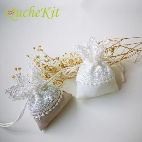 1/3/6Pcs Lace Jewelry Gift Bags Burlap Drawstring Packaging Pouch Wedding Gift Organza Bag Party Decoration Favors 10.5x8CM