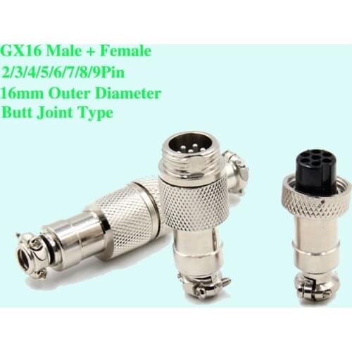 1set GX16 2/3/4/5/6/7/8/9 Pin Butt Joint Male & Female 16mm Aviation Connector Wire Panel circular adapter