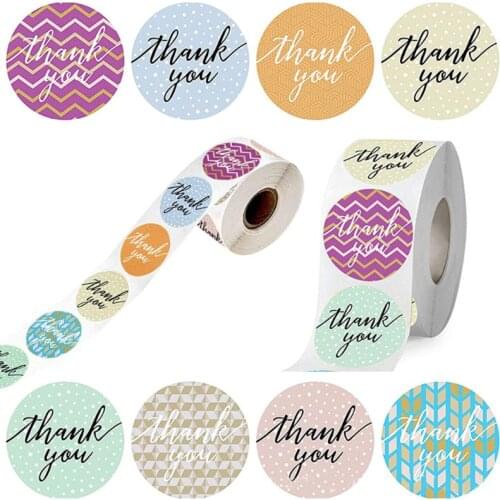 100pcs 8 Styles Dot Thank You Stickers Seal for Small Shop Wedding Baking Envelope Stationery Label