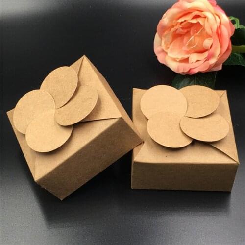 100Pcs/Lot Flower Shaped Kraft Paper Windmill Boxes For Happy Birthday Party Single Cake Hold Package Gift Storage Container Box