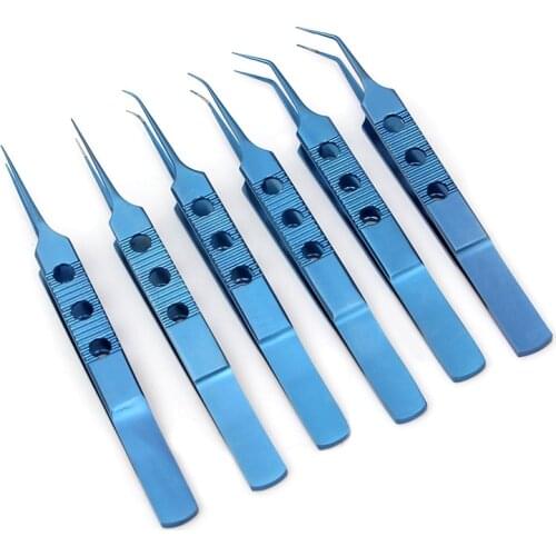 11CM Titanium Straight/Curved Head Tweezers Forceps Platforms Ophthalmic Dental Microsurgical Instruments