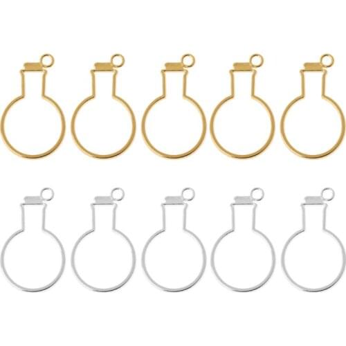 5Pcs Bulb Bottles UV Frame Pendant Open Bezel Setting For UV Resin Jewelry DIY
