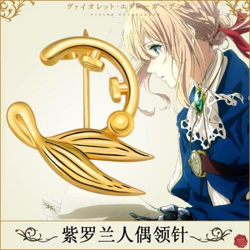 Anime Violet Evergarden Cosplay Brooch S925 Silver Badge Golden Badges Brooch Cosplay Costume Accessories Props Fans Gifts
