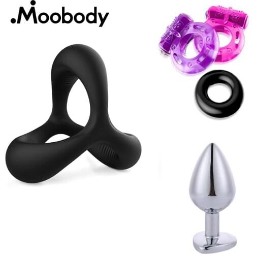 Bdsm toys cock ring Silicone Phallus Dual Ring Stimulating Grain Lock Rings Heart-shaped Plug Set Sexual Sex Toy for Couples