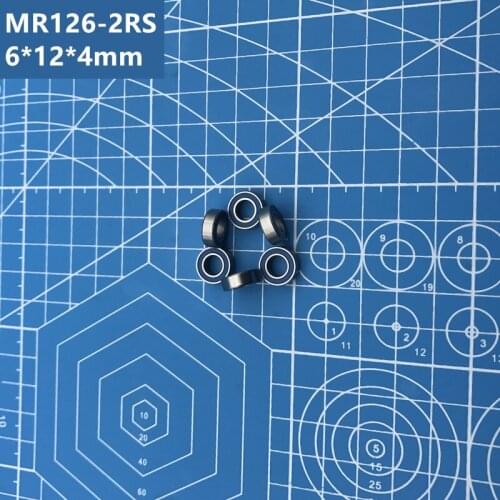 Free Shipping High quality 10pcs MR126RS blue double rubber sealing cover miniature deep groove ball bearing MR126-2RS 6*12*4mm
