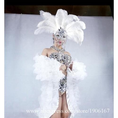 Nightclub Bikini Party Evening Dress DS Ballroom Costume Stage Performance Clothes Dancing Outfit TV Show With Rabbit Headwear
