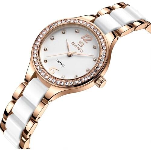 Watch new ceramic ladies watch inlaid brick fashion waterproof hot-selling female quartz watch