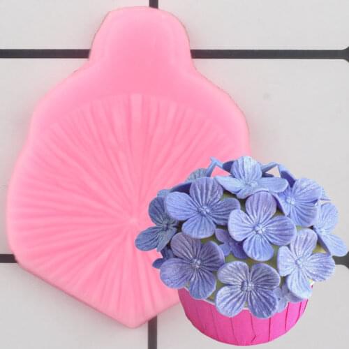 Hydrangea Petals Silicone Mold Flower Cupcake Topper Fondant Molds DIY Party Cake Decorating Tools Clay Candy Chocolate Moulds