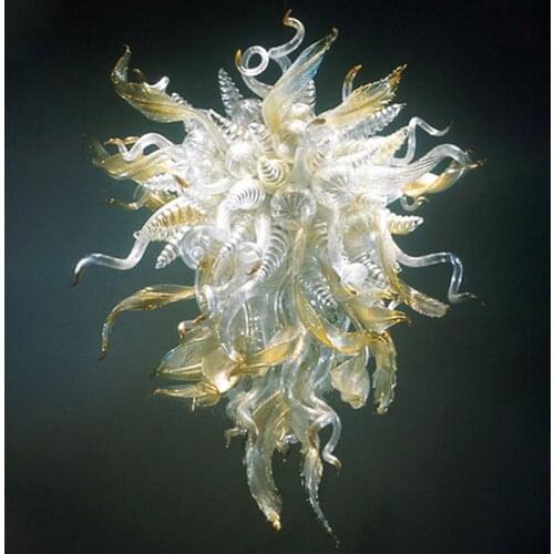 Artistic Leaves Lamp 100% Hand Blown Hanging Light Fixture LED Murano Glass Chandeliers Home Decor