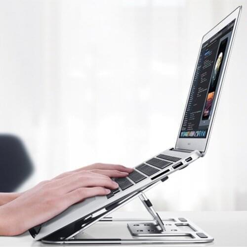 Katlanır Metal Macbook Laptop Bilgisayar Standı Dayanıklı Hafif Çelik Silver Kullanışlı Tablet-Laptop-Macbook-Pc
