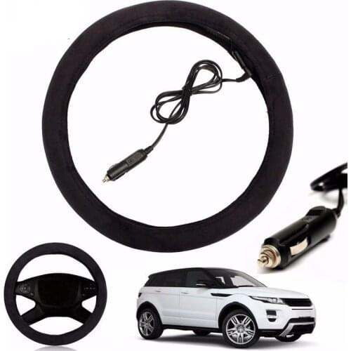 JX-LCLYL 15inch Winter Heated Steering Wheel Cover Heater Electric Car Lighter Plug